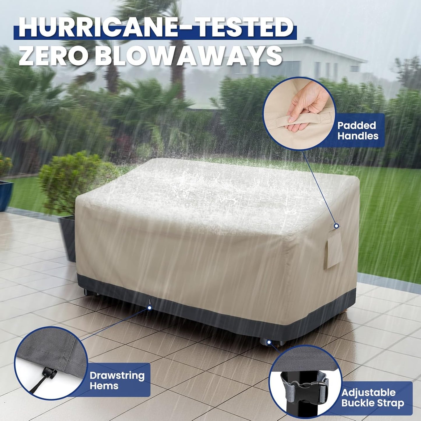 Extra Heavy Duty Outdoor Couch Cover Waterproof, Large 3-Seater Patio Sofa Cover, Lawn Patio Furniture Covers with Air Vent, 85"W x 37"D x 35"H