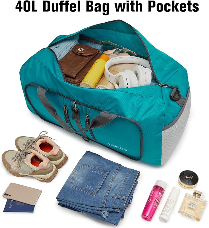 G4Free 40L/65L Foldable Duffel Bag, Water-Repellent Travel Backpack, Lightweight Carry Bag for Overnight Weekender Sports Men Women