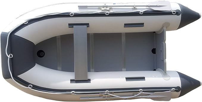 Newport 10ft 6in Newport Model Inflatable Dinghy Boat Transom Sport Tender - 5 Person - 15HP USCG Rated, White/Gray