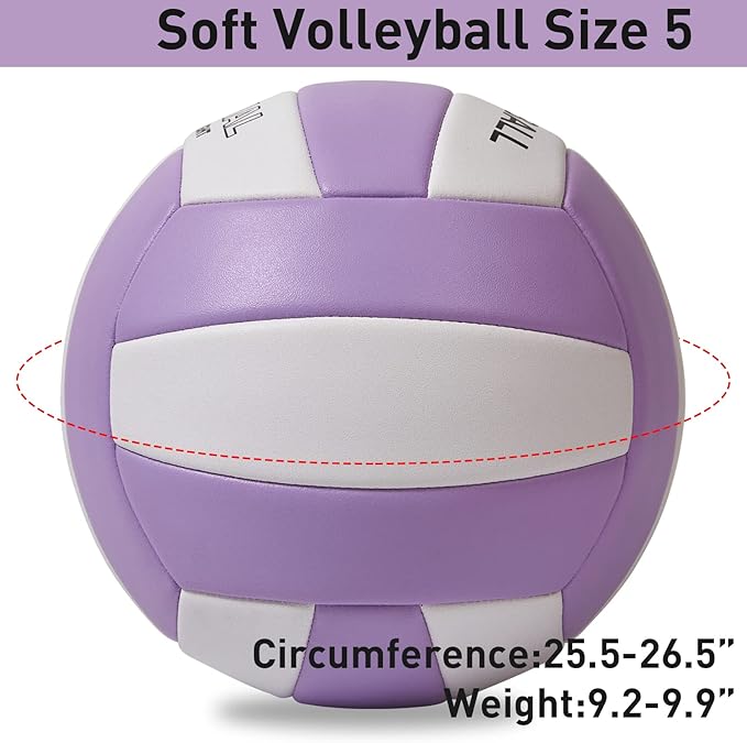 EVZOM Super Soft Volleyball Beach Volleyball Official Size 5 for Outdoor/Indoor/Pool/Gym/Training Premium Volleyballs Equipment Durability Stability Sports Ball