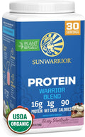 Sunwarrior Vegan Organic Protein Powder Plant-Based | BCAA Amino Acids Hemp Seed Soy Free Dairy Free Gluten Free Synthetic Free Non-GMO | Berry 30 Servings | Warrior Blend