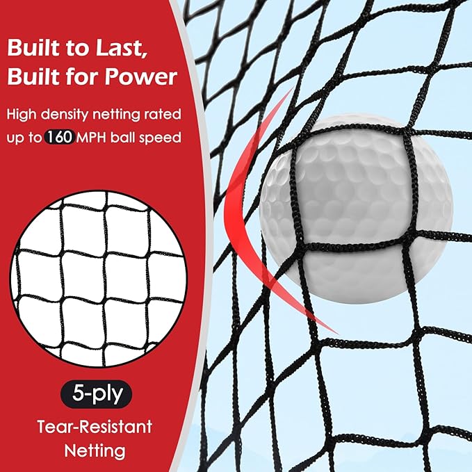 Golf Net, 10x7ft Heavy Duty Golf Practice Nets with Mat, Target Cloth, 8 Tees, 6 Balls, Carry Bag for Backyard Driving Chipping Indoor Outdoor Training
