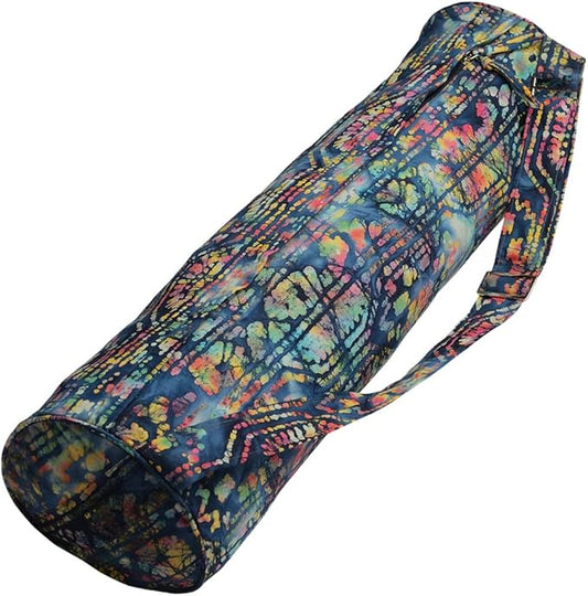Hugger Mugger Batik Yoga Mat Bag - beautiful pattern, durable 100% cotton, full lining, adjustable strap, 2 extra zipper pockets