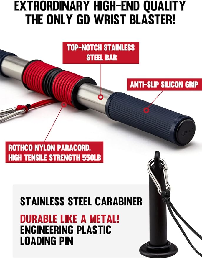 GD Wrist Roller V (Red line) Wrist exerciser, wrist forearm blaster, forearm trainer, Hand strengthener Forearm roller