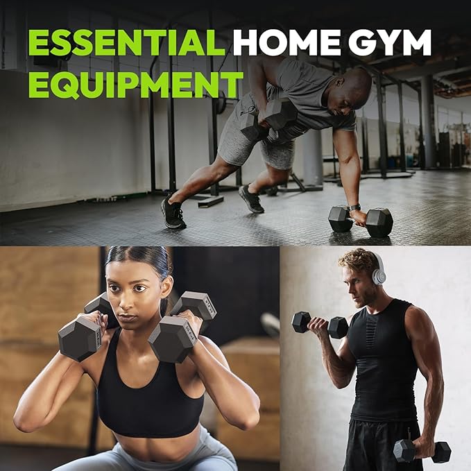 Hex Dumbbell Set, 45-400 lb Set Rubber Encased Exercise & Fitness Dumbbells, Weights Dumbbells Set, Hand Weight for Strength Training