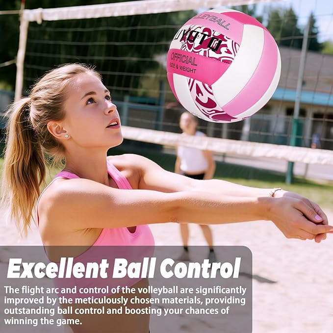 KUYOTQ Official Size 5 in&Outdoor Beach Volleyball,3MM Thickened Surface Soft Leather Youth Womens Mens Volleyball for Game Gym Training(Deflated)