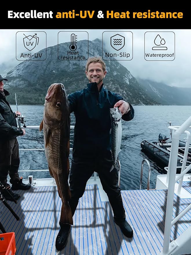 FOCEAN Boat Flooring EVA Foam Boat Decking Faux Teak Marine Flooring Boat Mat Boat Carpet Sheet for Motorboat RV Yacht Kayak Surfboard, 94.5"x 47.2"/35.4"/23.6"/15.7"