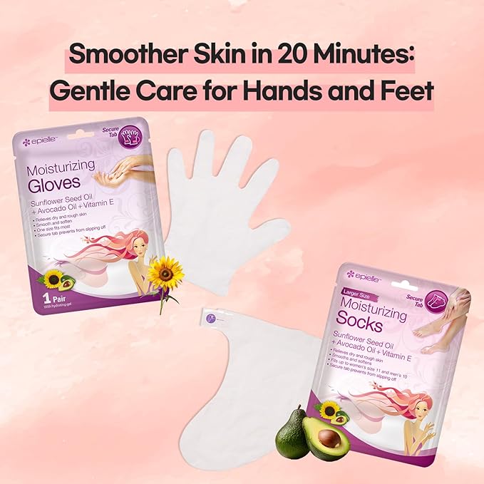Epielle Moisturizing Foot Masks 6 Pairs, Deep Moisturizing Socks for Dry Feet & Cracked Heels, Relieve and Soften with Sunflower Seed Oil & Avocado Oil, Korean Skin Care, Spa Self Care Gifts for Women