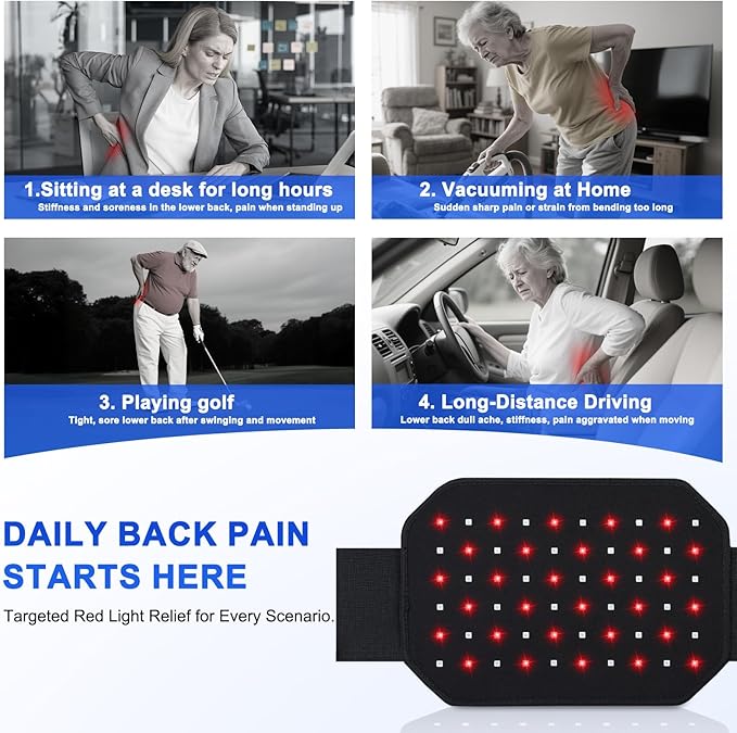 Wireless Lower Back Therapy Pad – Soothing 660nm Red & 850nm Near-Infrared Light with Built-in Gentle Heating Wires for Arthritis & Muscle Pain Relief | Auto Shut-Off