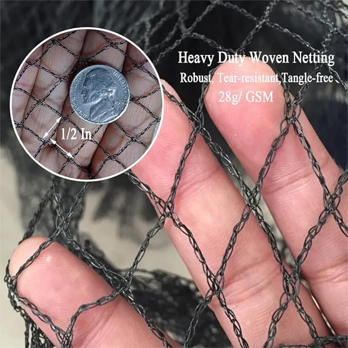 Bird Netting 7.5x100 Ft, 1/2In Mesh Heavy Duty Garden Netting Pest Barrier for Plants, Fruit Trees, Vegetables, Extra Strong Woven Mesh Netting, Animal Fencing Against Birds, Deer, Poultry