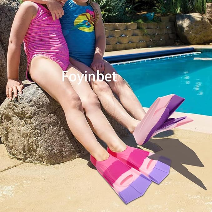 Kids Swim Fins,Short Kids Fins Youth Swimming Flippers for Lap Swimming Training for Children Girls Boys Beginners