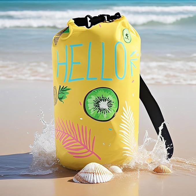 Dry Bag Waterproof,5L Roll Top Backpack Floating Dry Bag for Kayaking Boating Swimming Hiking Camping Outdoor Activities,Yellow Pineapple