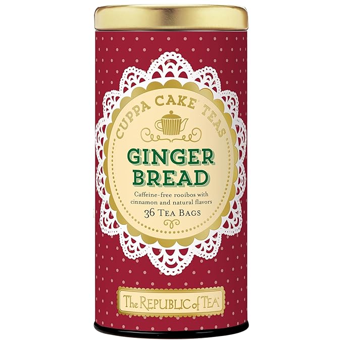 The Republic of Tea Gingerbread Cuppa Cake Red Tea, 36 Tea Bag Tin