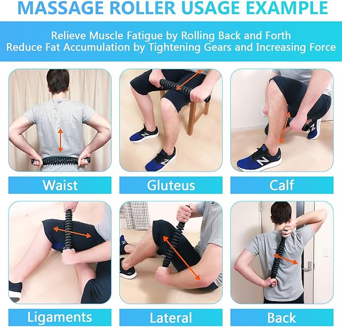 Muscle Roller Stick, Yoga Massage Roller Bar Fitness Beauty Tool for Athletes Relief Leg Back Pain (Black)