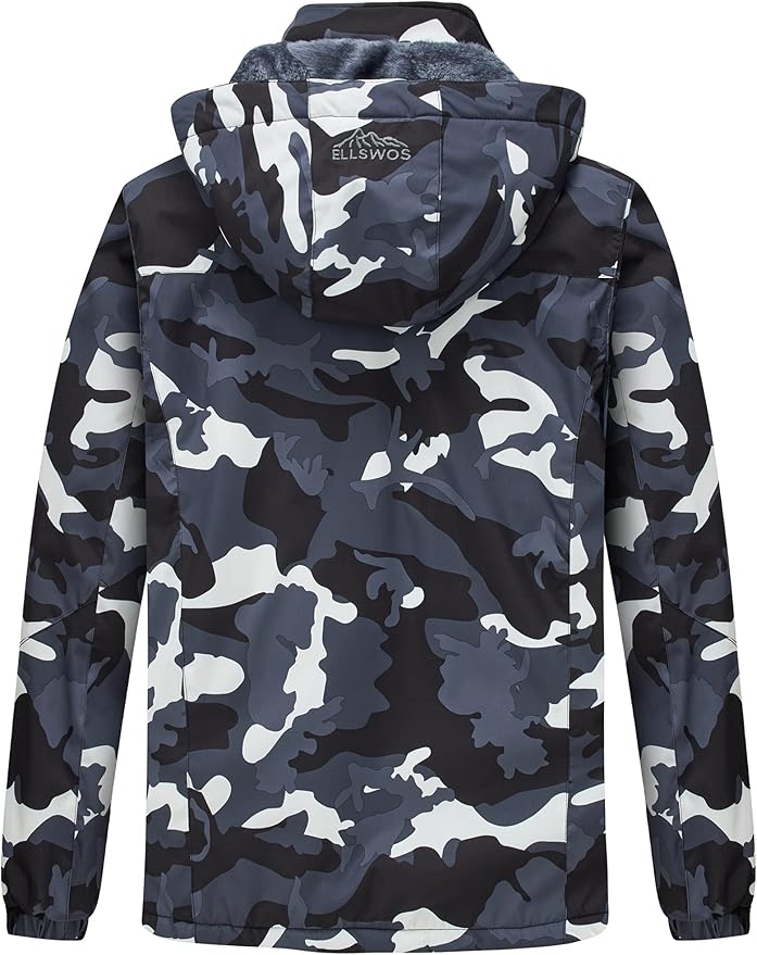 ELLSWOS Men's Waterproof Ski Jacket Winter Snow Coat Warm Hooded Raincoat Windproof Windbreakers