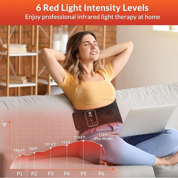 Red Light Therapy Belt, Infrared Light Therapy Device with Massage and Timer, Rechargeable 660nm&850nm Red Light Therapy for Body Pain Relief（7.9 * 47’‘）
