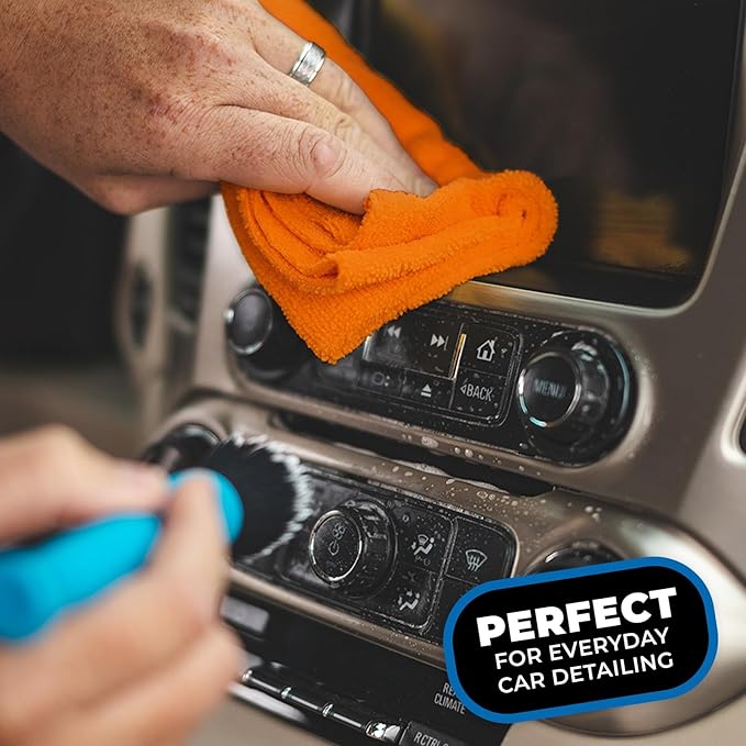 The Rag Company - Edgeless 365 Microfiber Towels (10-Pack) Premium 70/30 Blend, Professional Polishing, Wax Removal, Auto Detailing, 365gsm, 16in x 16in, Orange