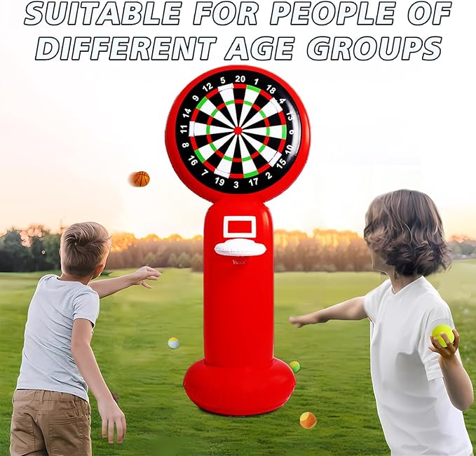 Inflatable Dart Board with Pump,5.6FT Inflatable Games Set with Basketball Hoop Feature,Dart Boards for Adults Kids,Fun Toss Games for Indoor,Outdoor,Backyard&Party Favor
