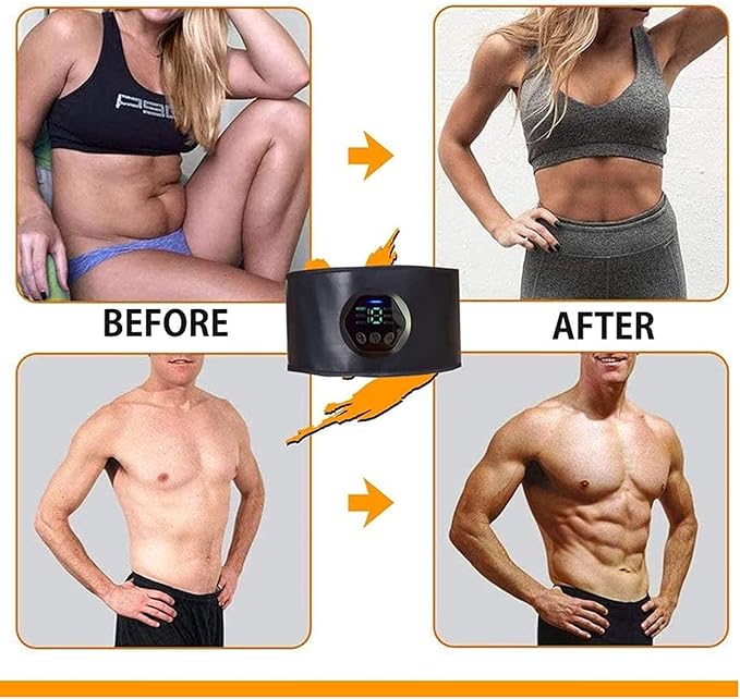 EMS Muscle Stimulator Muscle Toning Training Belt, Muscle Toner Waist Trimmer Equipment for Men Women, Abs Fitness Belt Workout Rechargeable Abs Muscle Training Gear