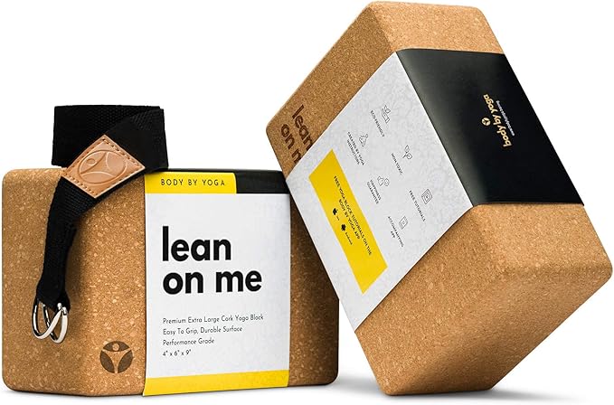 Premium Cork Yoga Blocks - Extra Large Yoga Block 2-Pack or Extra Tall 1-Pack for Inflexible Yogis | Natural, High-Density Cork for Superior Support & Stability | Optional Yoga Strap & Gift Box