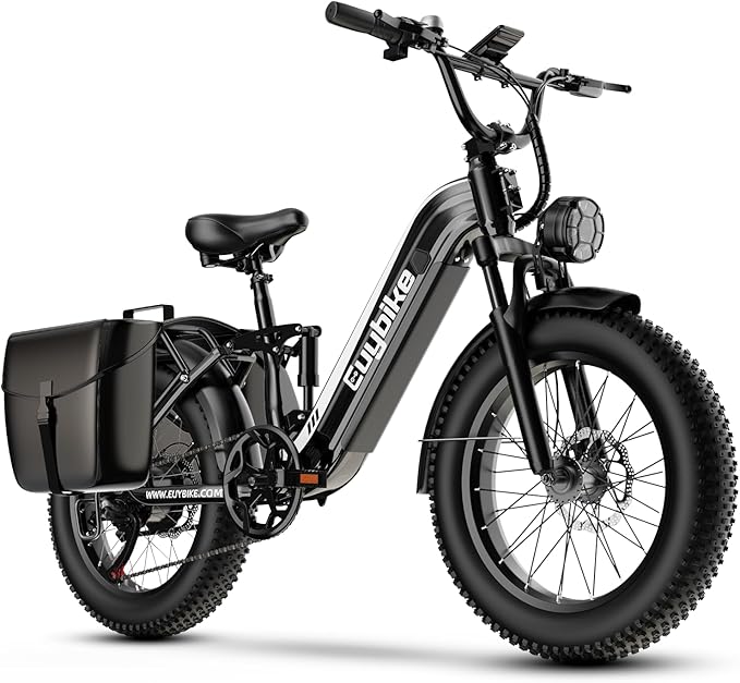 Electric Bike for Adults 1400W Peak, 48V 20AH(960WH) Removable Battery, 20"x4" Fat Tire Full Suspension 80 Miles Range Step-Thru 30+MPH Hunting Ebike, 7-Speed Dual Brakes Electric Bicycle