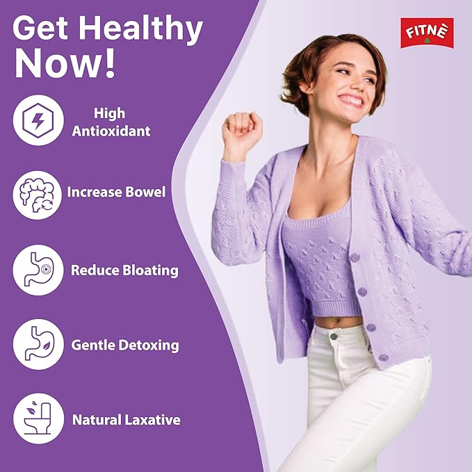 FITNE Black Currant Herbal Green Tea Fruity Garcinia Senna Infusion Gentle Detox Cleansing Boost Antioxidant Wellness Tea No Calories, 15 Tea Bags