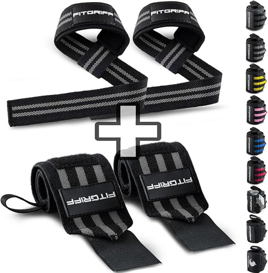 Fitgriff® Lifting Straps & Wrist Wraps (Bundle) Superior Support for Weightlifting & Gym Workouts - for Men and Women