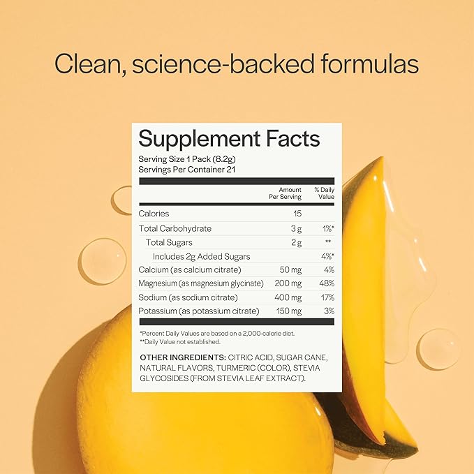 Gainful Hydration Powder Packets, Caffeine Free with Key Electrolytes Magnesium and Sodium, Energy Support, Low Sugar, Tropical Mango, 21 Sticks