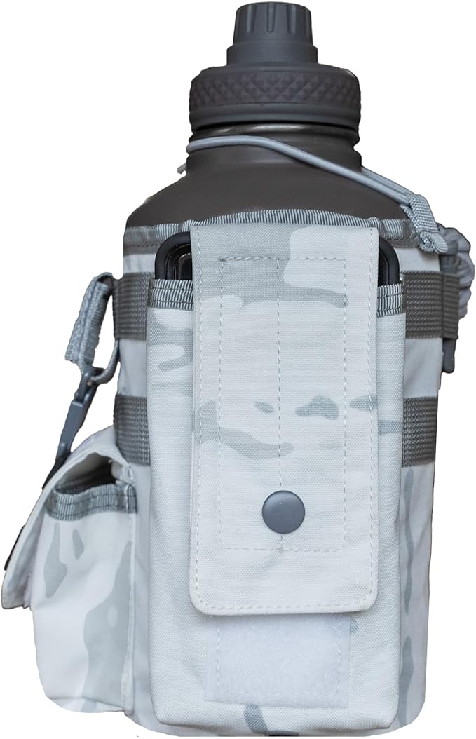Iron Infidel Battle Bottle - Half Gallon Insulated Water Bottle with Paracord Handle, 64 oz Stainless Steel 2L Water Jug with Rugged, Removable Sleeve for Keys, Wallet, & Phone (Arctic Camo 2 Liter)