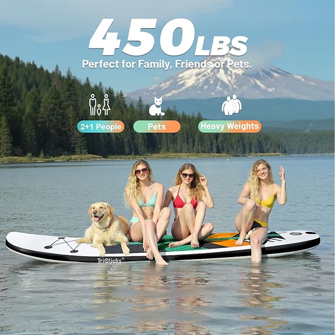 10' Inflatable Stand Up Paddle Board, Ultra-Light Wide Yoga Board for All Skill Levels with Premium SUP Paddleboard Accessories, 84L Waterproof Bag, Non-Slip Comfort Deck for Youth & Adults