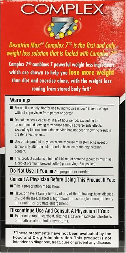 ILIOS Dexatrim Max Complex-7 | Diet Pills to Lose Weight - 7 Powerful Ingredients to Reduce Hunger & Body Fat, Fat Burner Supplements, Weight Loss Pills for Men & Women, 2 Packs w/ 60 Capsules Each