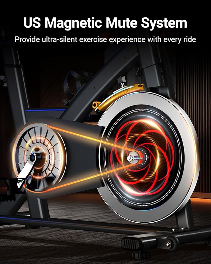 HARISON Semi-Commercial Exercise Bike 400 lbs Capacity, Magnetic Stationary Bikes for Home Gym with Bluetooth & Tablet Holder & Comfortable Seat Cushion