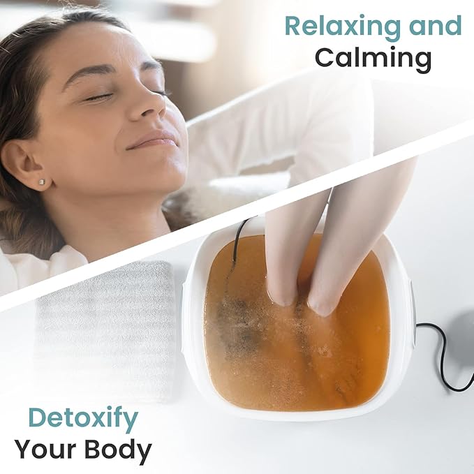 Ionic Foot Bath Detox Machine for Home Use - Free Regain Health & Vitality Booklet & Brochure - 2 Arrays, 20 Basin Liners, Detox Sea Salt, Basin 12QT