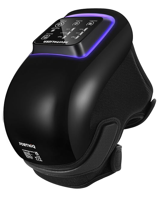 FORTHiQ Knee Massager Pro+ with Heat, Red Light and Vibration, 6-in-1, Dual-Wavelength - Cordless, Portable, Adjustable Straps, Easy to Use, Saves Your Settings