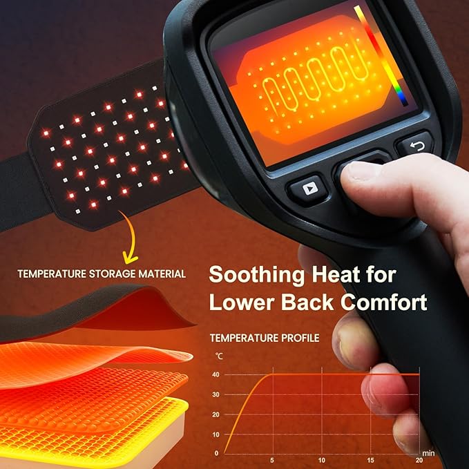 Wireless Lower Back Therapy Pad – Soothing 660nm Red & 850nm Near-Infrared Light with Built-in Gentle Heating Wires for Arthritis & Muscle Pain Relief | Auto Shut-Off