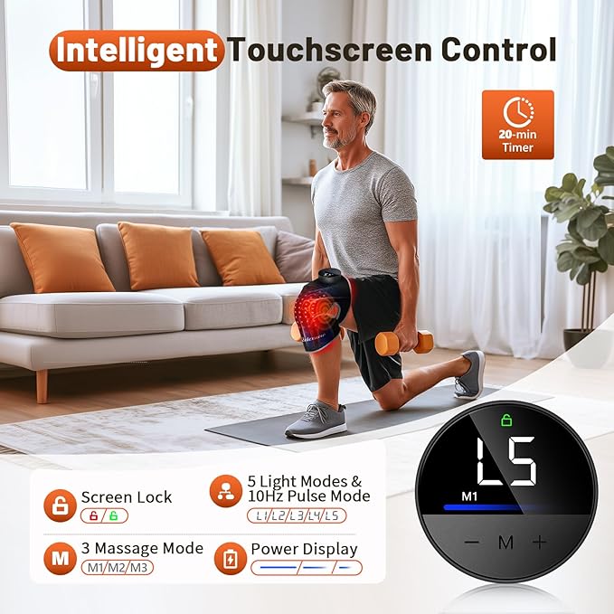 Red Light Therapy Knee Brace with Vibration Knee Massage, Extension Band, Wireless Rechargeable Controller,660nm&850nm Near Infrared Light Therapy Heated Device for Knee/Elbow/Shoulder Pain Relief