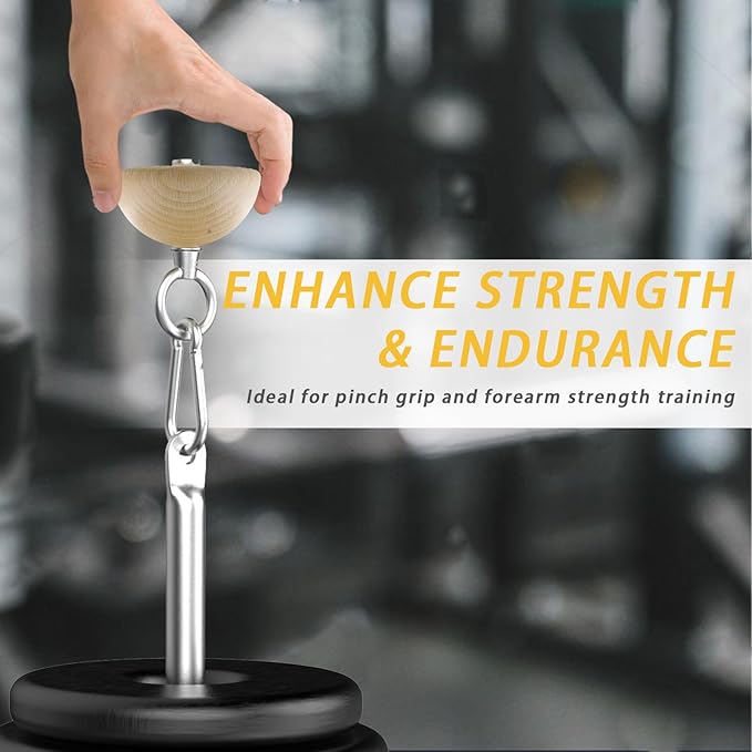Grip Strength Training Beech Wood Pinch Block & Half-Sphere Ball with Loading Pin – Hand, Finger, Forearm Workout Set for Climbing, Lifting, Fitness Training