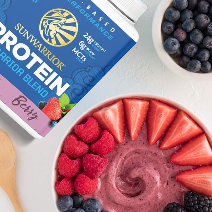 Vegan Protein Powder with BCAA | Organic Hemp Seed Protein Gluten Free Non-GMO Dairy Free Soy Sugar Free Low Carb Plant Based Protein Powder | Berry 15 SRV 375 G | Warrior Blend by Sunwarrior