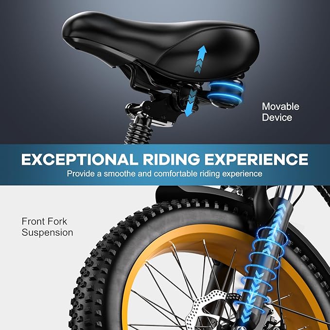 Foldable Electric Bike for Adults, Peak 1000W Brushless Motor 30MPH 70Miles City Commuter Ebike, 48V 20AH Lithium Battery, 20" Fat Tire 7-Speed E-Bicycle with Front Suspension Colourful LCD Display