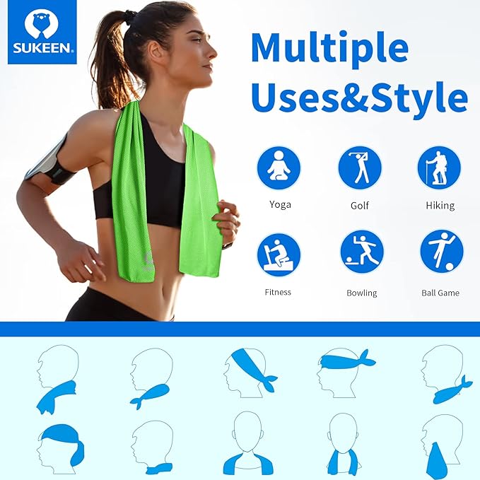 Sukeen 12 Pack Cooling Towel (40"x12"), Ice Towel Sets,Soft Breathable Chilly Towel,Microfiber Towel for Yoga,Sport,Running,Gym,Workout,Camping,Fitness,Workout