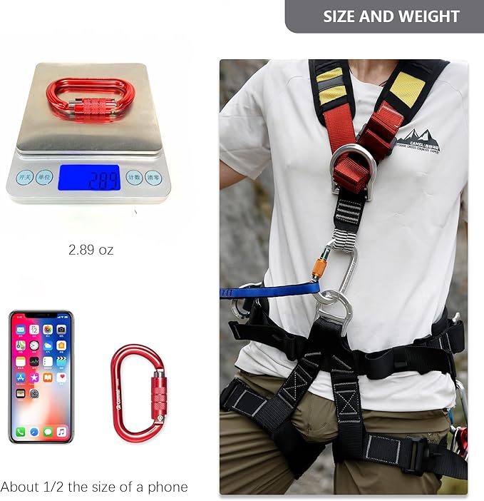 Heavy Duty Carabiner, 25kn(About 5620 lbs) Oval Carabiner Clip O-Shape Rock Climbing Carabiner Lightweight Caribeener for Climbing, Mountaineer, Aerial Work