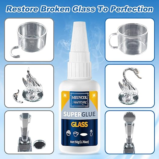 Glass Glue, 100g Ultra Strong Clear, Waterproof & Fast Super Glue, Curing Adhesive for Glass Repair, Mirror, Crystal, Jewelry, Crafts,Plastic Models