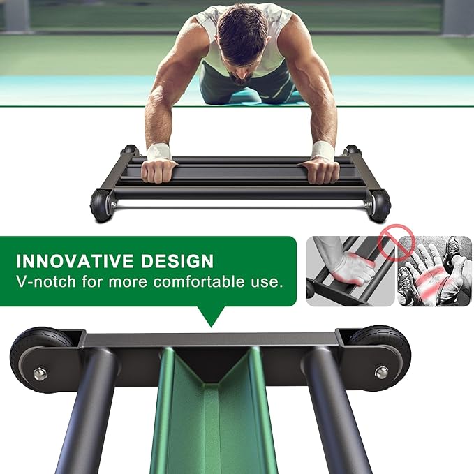 Glute Ham Glider, Multi-Functional Hamstring Roller with Smooth Wheels, V-Bar for Hamstring Curls, Ab Glider Workout & Core Strength Training