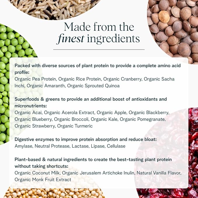 Ora Organic Plant-Based Protein Powder - 23g Protein for Women and Men - Vanilla Flavor 20 Servings, Vegan, Clean Protein, Third-Party Tested, Gluten-Free - 20 Servings