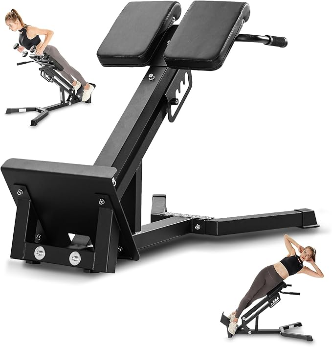 FANATICS Roman Chair Back Extension Machine Hyperextension Bench Reverse Hyper Lower Back Exercise Equipment Multi-Functional Core and Glute Workout Bench for Home Gym