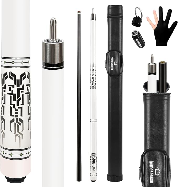 HomeSeason Glass Fiber Pool Cue 58" Professional Pool Stick 12.7mm 4-Layer Tip Low Deflection Cue Stick, 3 * 8/8Joint Pin, Ultra-Smooth, Billiard Cue Sticks