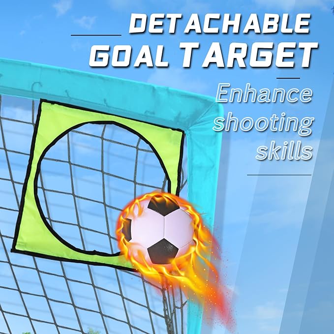 Kids Soccer Goal for Backyard, 6x4 9x5 FT Portable Soccer Nets Pop Up with Ball, Agility Ladder, Cones, Target & Carry Bag for Toddler Youth Outdoor Indoor Training Practice Sports Games Play