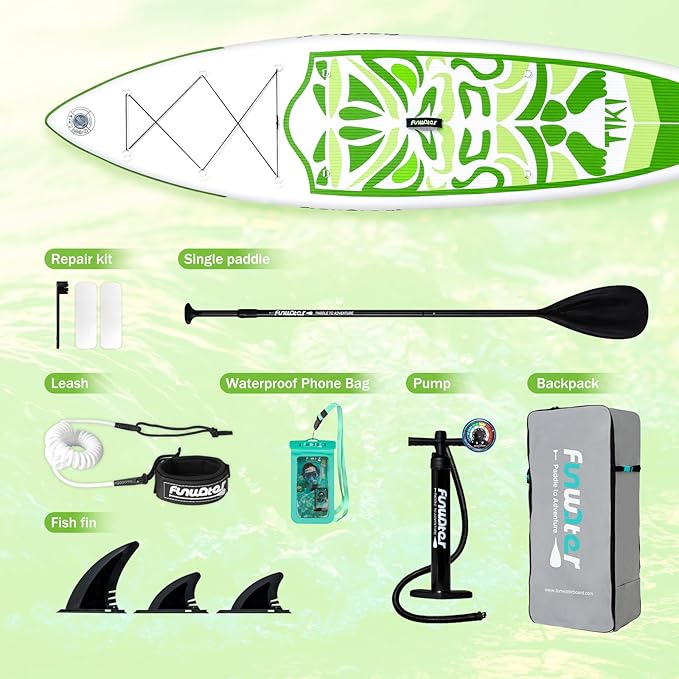 FunWater Inflatable Ultra-Light Stand Up Paddle Board for All Skill Levels with Premium SUP Paddleboard Accessories,Non-Slip Comfort Deck for Youth & Adults