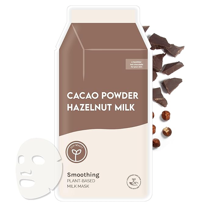 ESW Beauty Cacao Powder – Smoothing Plant-Based Milk Face Mask – Cacao & Hazelnut for Aging & Sensitive Skin – Plumps, Softens & Promotes Youthful Complexion