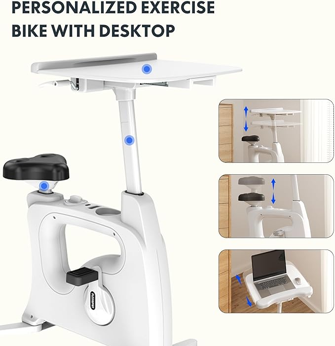FLEXISPOT Exercise Bike with 2D Desktop, Space Saving Under Desk Bike with Removable Desk, Stationary Bikes Indoor Bikes with 300LBS Heavy Duty 8-Level Resistance Flywheel Optional LCD, V9PRO/V9MAX